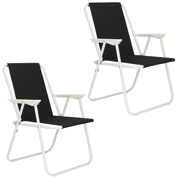 Krzesła turystyczne 2 szt. wędkarskie składane krzesełka na biwak, plaże czarne