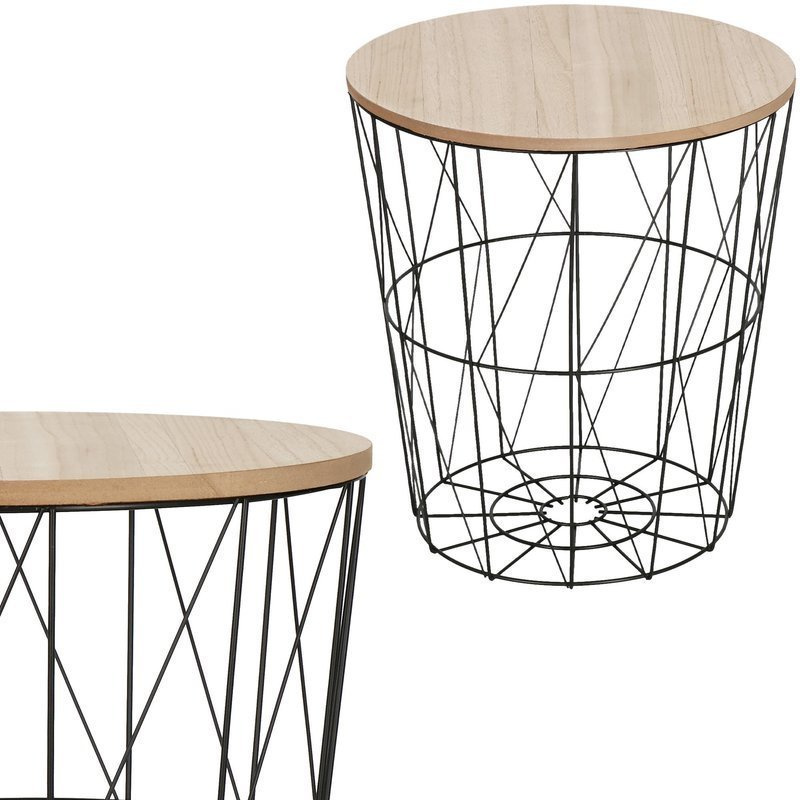 Stolik kawowy loft, kosz metalowy industrialny 40 cm czarny