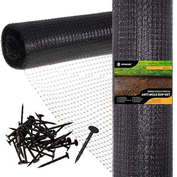 Siatka na krety 2x50 m + kołki 50 szt. przeciw kretom, nornicom 30g/m2