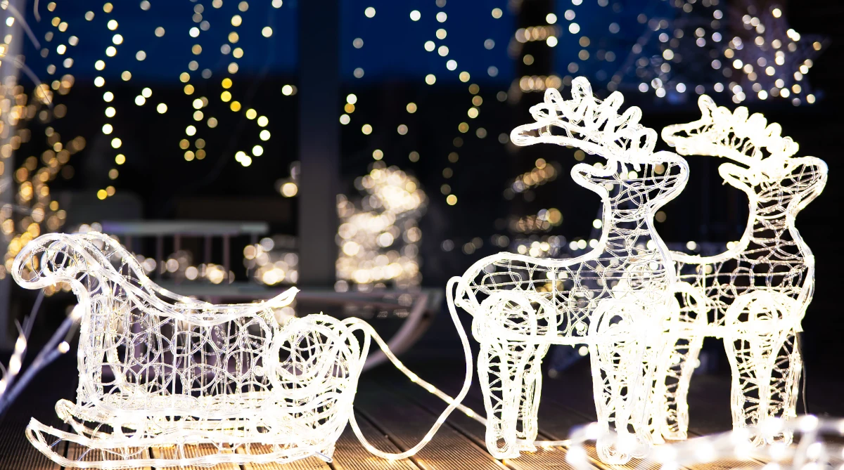  ogrodowe renifery led z saniami - oświetlenie świąteczne zewnętrzne