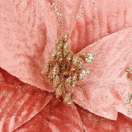 Gwiazda betlejemska, sztuczny kwiat na klipsie poinsecja różowa srebrne cekiny