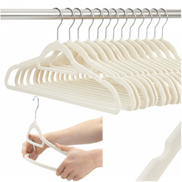 Wieszaki na ubrania 20 szt. welurowe odzieżowe do szafy, ecru