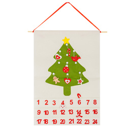 Kalendarz adwentowy, wiszący z 24 przegródkami Choinka, dekoracja świąteczna, filc, multikolor