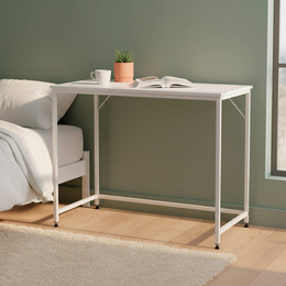 Biurko komputerowe nowoczesne 100x50x76 cm stolik loft industralny biały