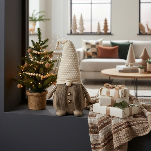 Skrzat 50 cm figurka dekoracyjna do świątecznego wystroju wnętrz, gnom, krasnal stojący