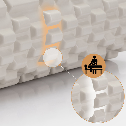 Wałek do masażu, średnio twardy, roller z wypustkami, jasny beż