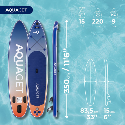 Deska pompowana do pływania SUP 350 cm z siedziskiem paddleboard z wyposażeniem
