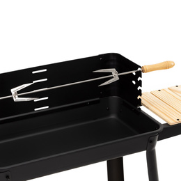 Grill ogrodowy, węglowy z widelcami do opiekania mięsa, ruszt z regulowaną wysokością, przenośny