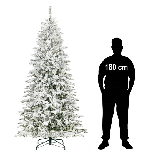 Choinka sztuczna 250 cm świerk ośnieżony jak żywy, nowoczesny, ze stojakiem