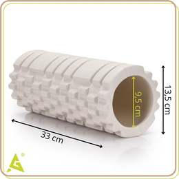 Wałek do masażu, średnio twardy, roller z wypustkami, jasny beż