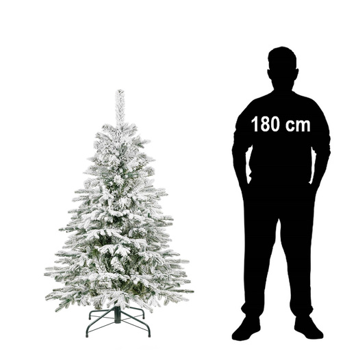 Choinka sztuczna 150 cm świerk kaukaski ośnieżony jak żywy, nowoczesny, ze stojakiem