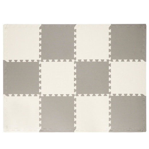 Mata piankowa kwadraty 118x90 cm szare, białe, czarne puzzle dla dzieci, do ćwiczeń