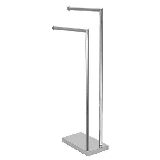 Wolnostojący wieszak łazienkowy na ręczniki, podwójny 80 cm srebrny 