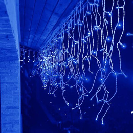 Kurtyna świetlna z pilotem 1500 led girlanda, lampki wewnętrzno-zewnętrzne sople niebieski