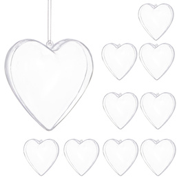Bombki akrylowe 6cm serce plastikowe decoupage zestaw 10 szt.