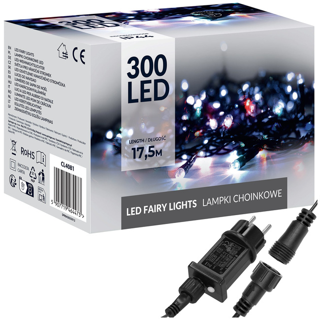 Lampki choinkowe 300 led multikolor 15m oświetlenie świąteczne IP44