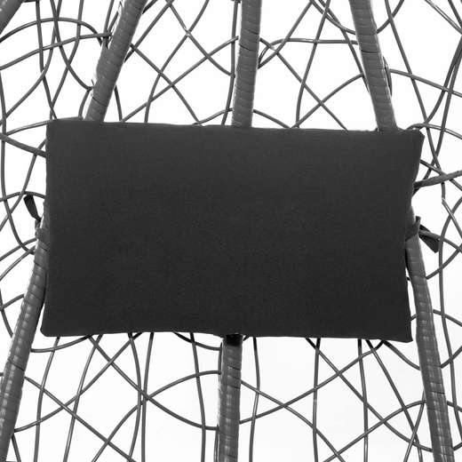 Kokon ogrodowy rattanowy z poduszkami fotel wiszący bujak huśtawka na metalowym stelażu szara