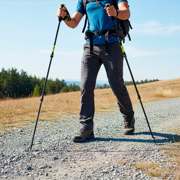 Kije trekkingowe z regulacją długości, składane kijki do chodzenia, nordic walking z trzema nakładkami