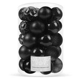 Bombki choinkowe 30 szt. czarny 8cm zestaw choinkowy
