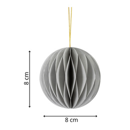 Papierowe bombki 6 szt. zawieszki choinkowe, ozdoby świąteczne 8 cm rozkładane, szary