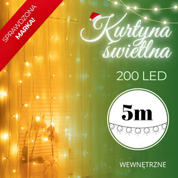 Kurtyna świetlna 200 led girlanda, lampki sople biały ciepły