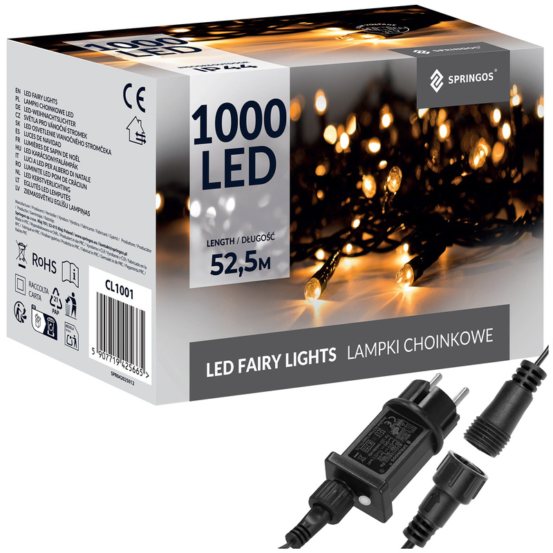 Lampki choinkowe 1000 led bialy ciepły 50m oświetlenie świąteczne IP44