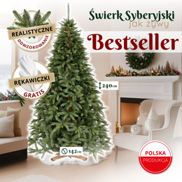 Choinka sztuczna 240 cm Premium Royal Trees świerk syberyjski z drewnianym stojakiem