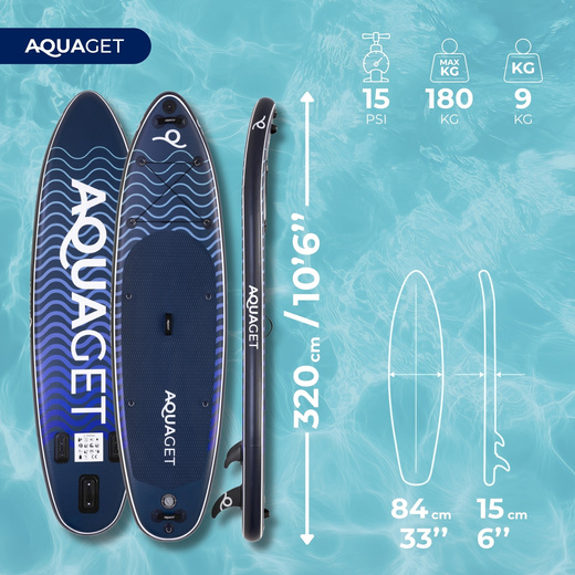 Deska pompowana do pływania SUP 320 cm z siedziskiem paddleboard z wyposażeniem