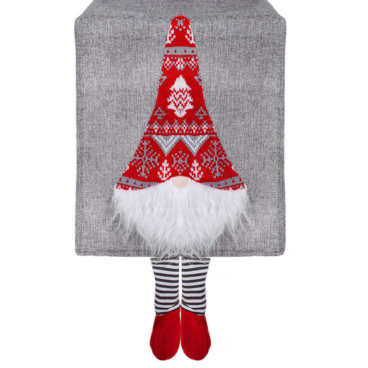 Bieżnik na stół 180x33cm obrus świąteczny z krasnalem szary