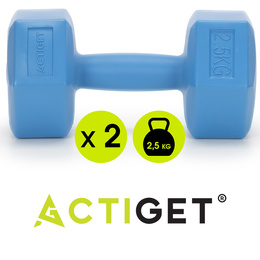 Ciężarki 2x2,5kg hexagonalne do ćwiczeń fitness hantle zestaw 2 szt. niebieskie
