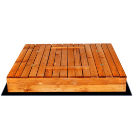 Piaskownica zamykana z ławkami 150x150 cm drewno impregnowane z plandeką i podłożem