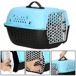 Transporter dla kota psa gryzoni do 7 kg 48x33x27 cm niebiesko-czarny