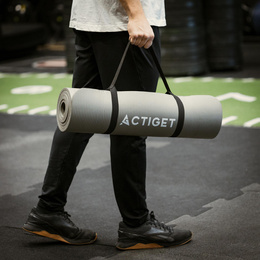 Mata do jogi, ćwiczeń fitness 183x61 cm antypoślizgowa, materac do stretchingu szary