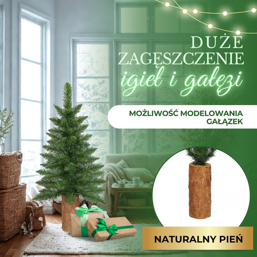 Choinka na pniu 80 cm premium sztuczna jodła zielona