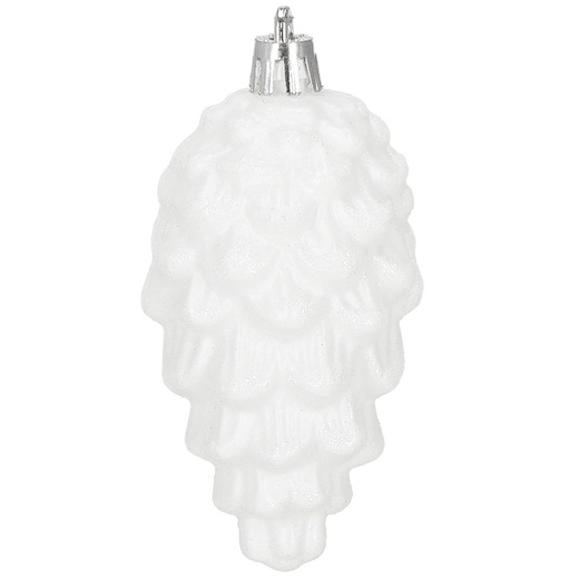 Zawieszki choinkowe szyszki 6 szt. ozdoby świąteczne 9,5 cm bombki biały brokat