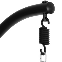 Kokon ogrodowy rattanowy z poduszkami fotel wiszący bujak huśtawka na metalowym stelażu czarna