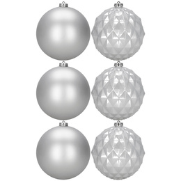 Bombki choinkowe 6 szt. ozdoby świąteczne 15 cm nietłukące srebrne