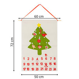 Kalendarz adwentowy, wiszący z 24 przegródkami Choinka, dekoracja świąteczna, filc, multikolor