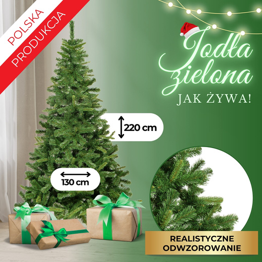 Choinka sztuczna 220 cm jodła zielona Vera