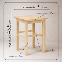 Taboret drewniany, krzesło kuchenne 43,5 cm wielofunkcyjny stołek