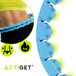 Hula hop z obciążeniem 24 elementy składane, z wypustkami do treningu cardio i fitness, niebieskie