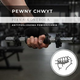Gryf krótki 45 cm do hantli z zaciskami zestaw 2 szt. gwintowane 25 mm stal chromowana