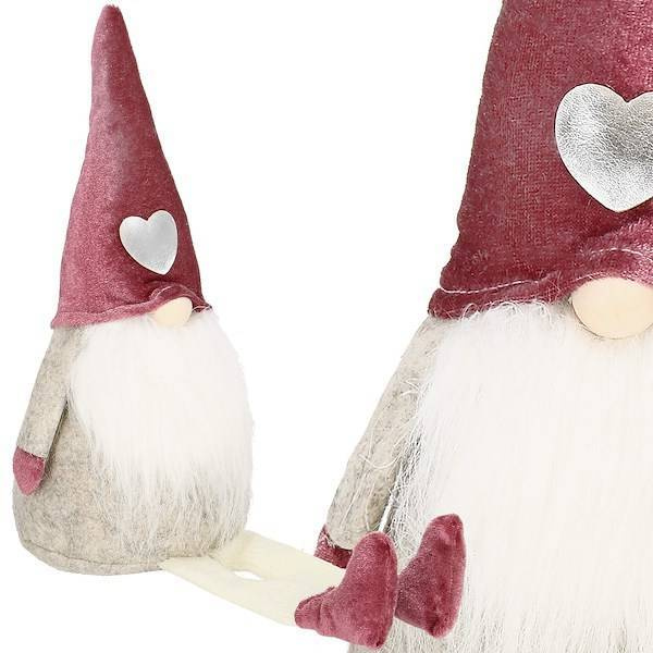 Skrzat 40 cm ozdoba świąteczna, siedzący krasnal świąteczny, gnom welurowy