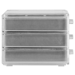Szkatułka na biżuterię 23x14x11 cm szary welurowy organizer z przegródkami