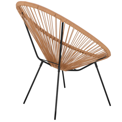 Owalne krzesło ogrodowe, wys. 86 cm rattanowy fotel ażurowy beżowe