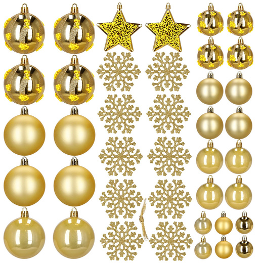 Bombki choinkowe 40 szt. zestaw dekoracji świątecznych, nietłukące, złote