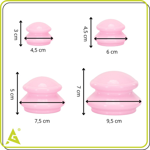 Bańki chiński, gumowe do masażu zestaw 4 szt. antycellulitowy, różowe