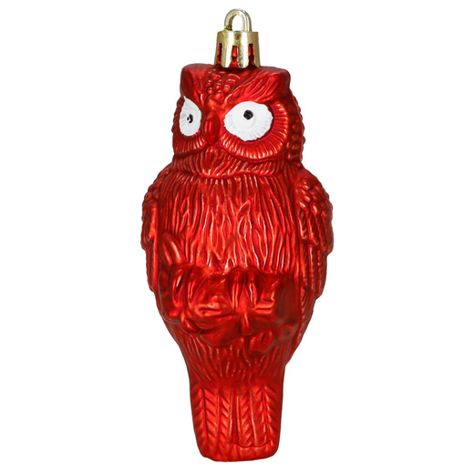 Bombki choinkowe 14 szt. mix wzorów: okrągłe, muchomorek, sowa, wiewiórka, dekoracje świąteczne, czerwone