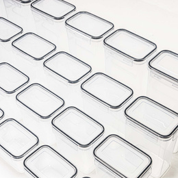 Pojemniki kuchenne do przechowywania żywności z pokrywką zestaw 24 szt. z naklejkami, przeźroczyste