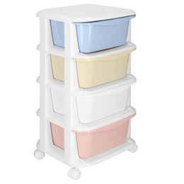 Regał na zabawki z 4 szufladami, pojemnik na kółkach, mobilny orgaznizer pastelowy